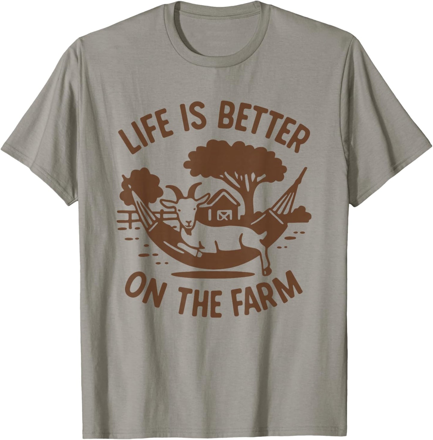 Life is Better On The Farm - Homesteading Goat in Hammock T-Shirt - T-Shirt | Sand