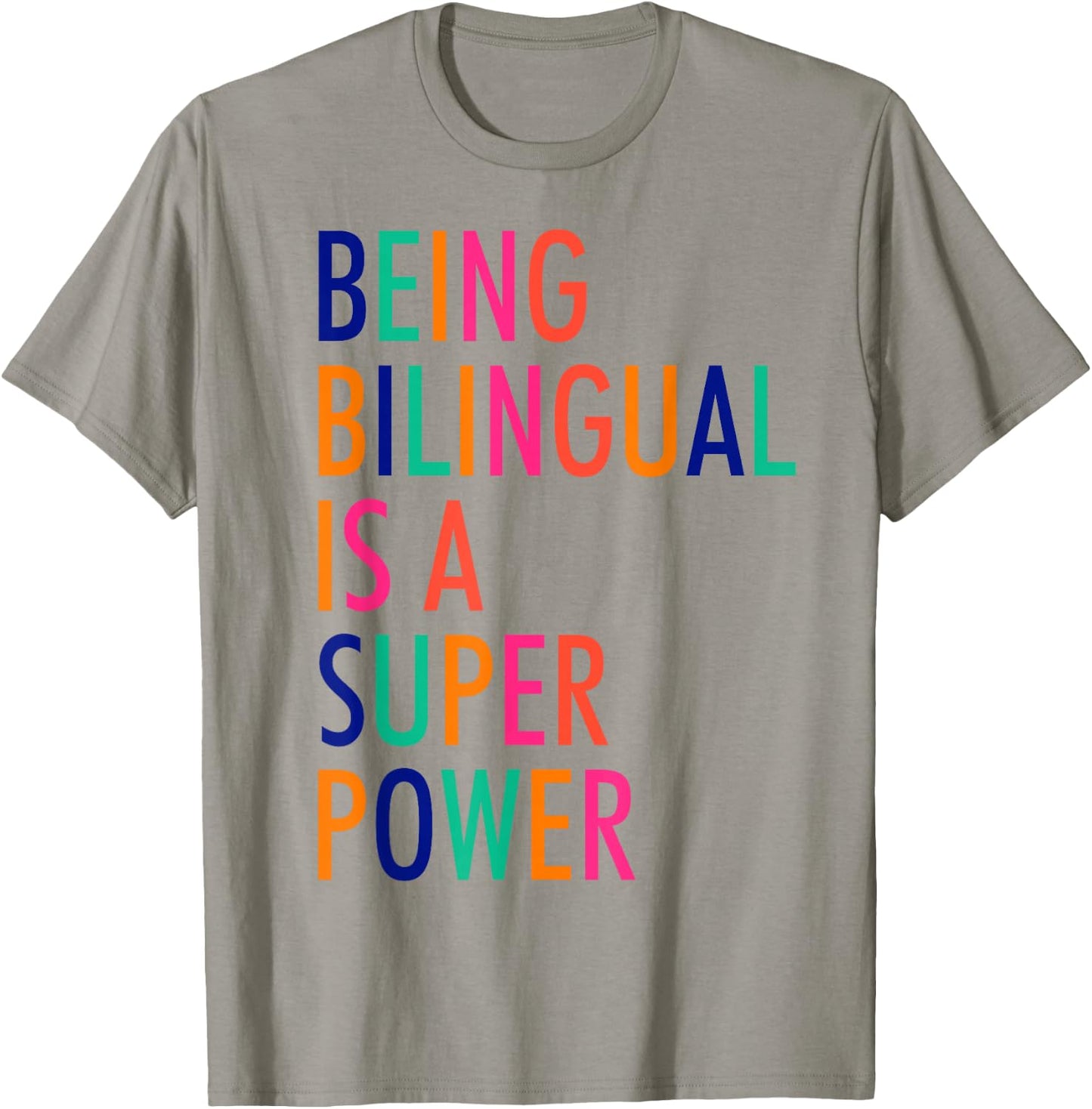 Being Bilingual is A Super Power Funny Teacher T-Shirt - T-Shirt | Sand