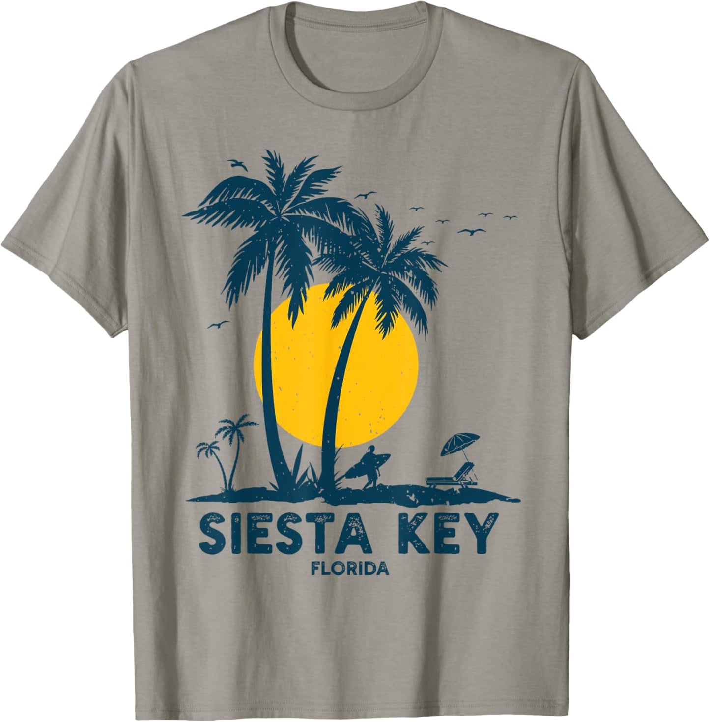 Siesta Key Beach Florida Vintage 70s Palm Trees Beach Men Women Kids T-Shirt - T-Shirt | Sand