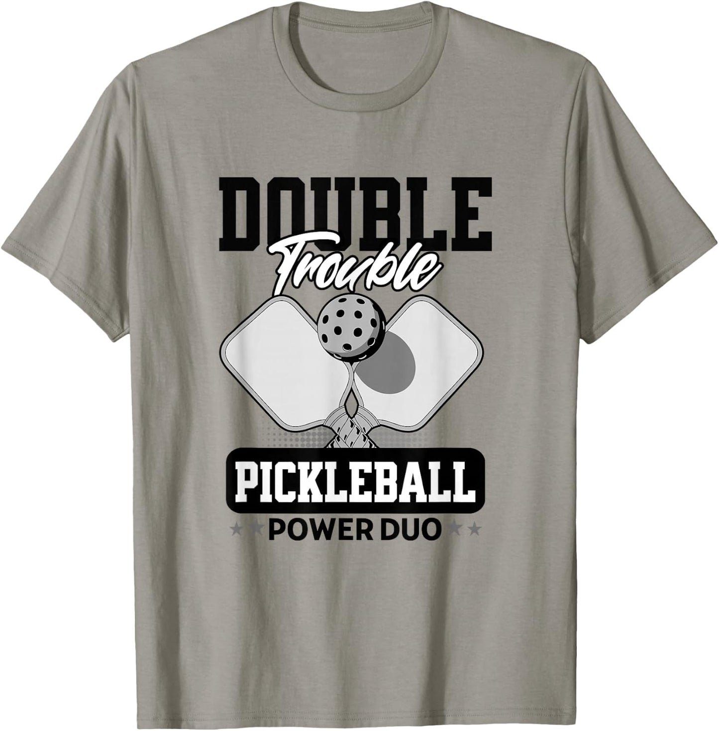 Pickleball Doubles Trouble Tournament Matching T-Shirt - T-Shirt | Sand