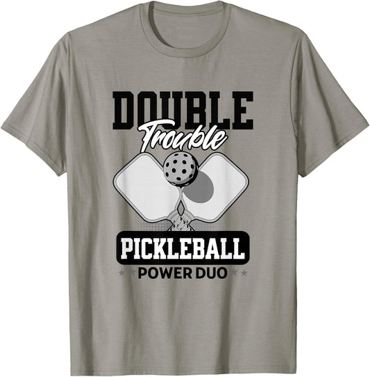 Pickleball Doubles Trouble Tournament Matching T-Shirt - T-Shirt | Sand