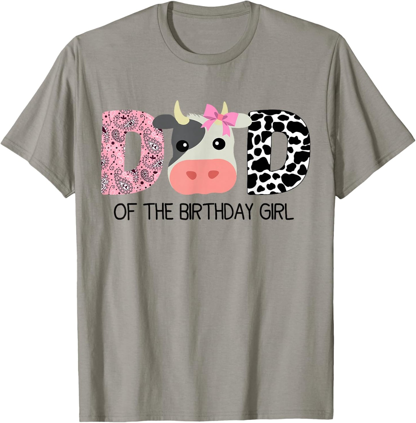 Dad of The Birthday For Girl Cow Farm Birthday cow daddy 1st T-Shirt - T-Shirt | Sand