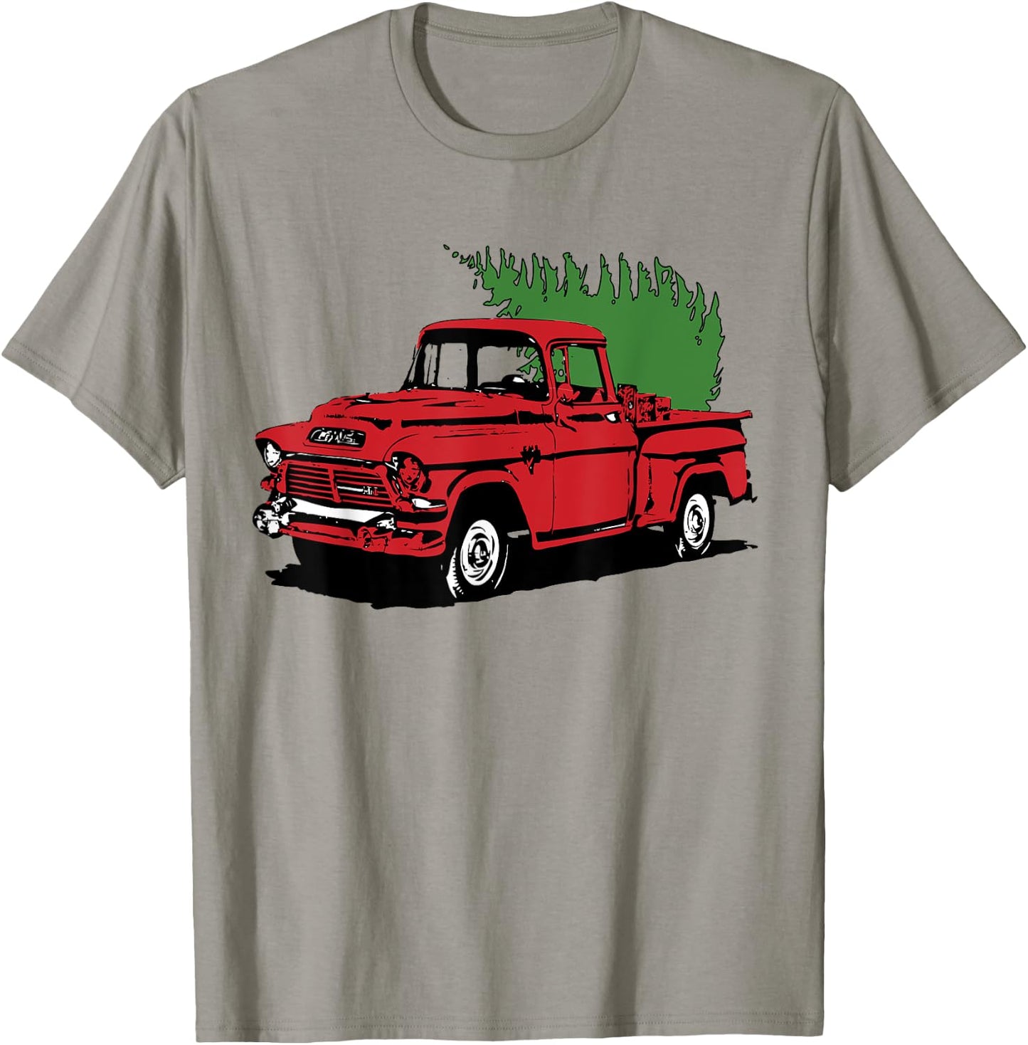 Vintage Christmas Old Red Pickup Truck Tree Holiday Gift T-Shirt - T-Shirt | Sand