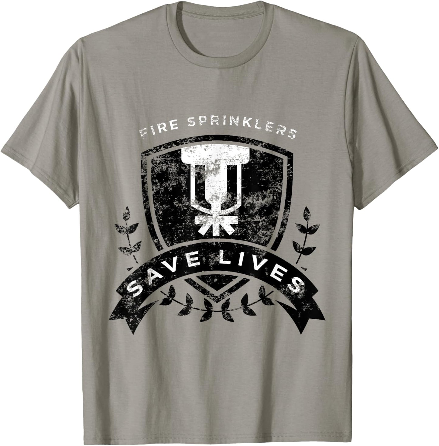 Fire Sprinklers Save Lives Logo T-Shirt - T-Shirt | Sand