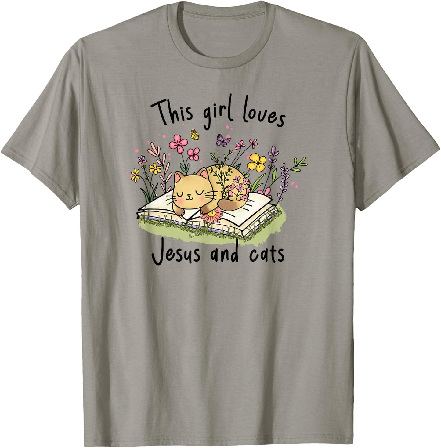 This Girl Loves Jesus And Cats Cute Christian T-Shirt - T-Shirt | Sand