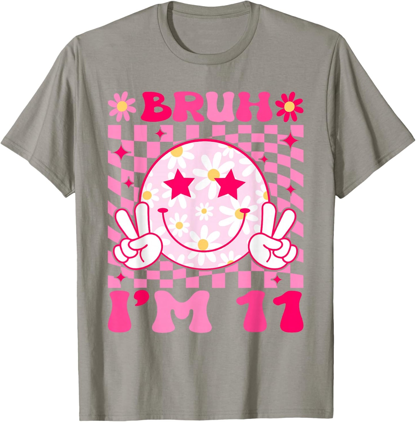 Groovy 11th Birthday Girls Boys 11 Years Old Bruh I'm 11 T-Shirt - T-Shirt | Sand