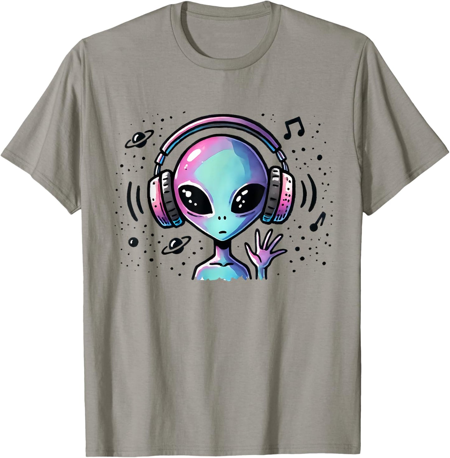 Music Lover Alien Musician UFO Extraterrestrial Space Gift T-Shirt - T-Shirt | Sand