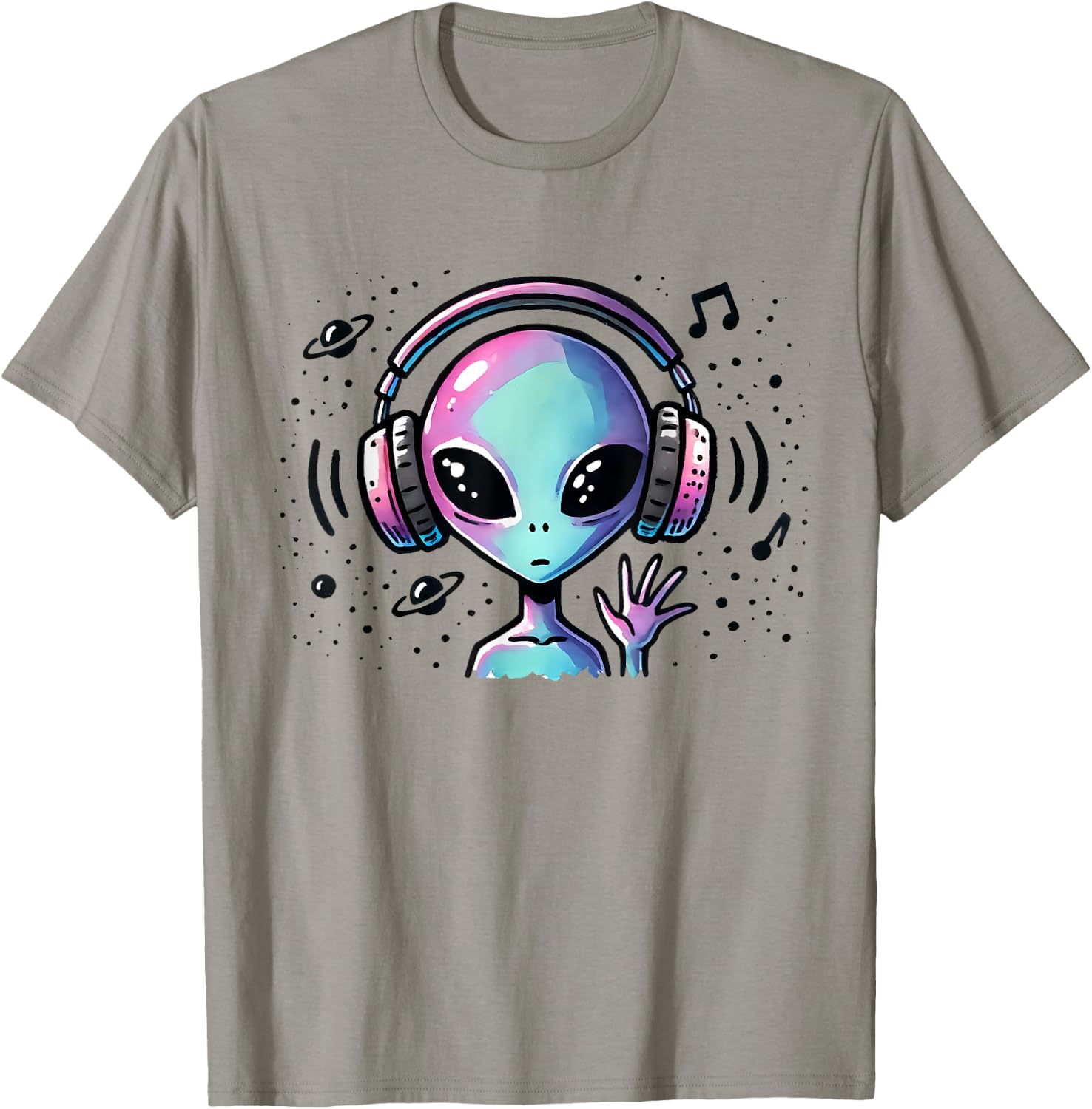 Music Lover Alien Musician UFO Extraterrestrial Space Gift T-Shirt - T-Shirt | Sand