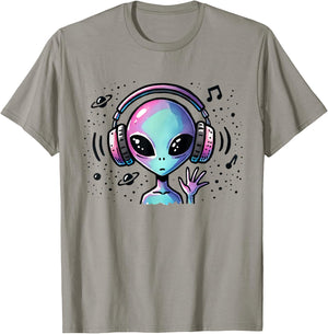 Music Lover Alien Musician UFO Extraterrestrial Space Gift T-Shirt - T-Shirt | Sand