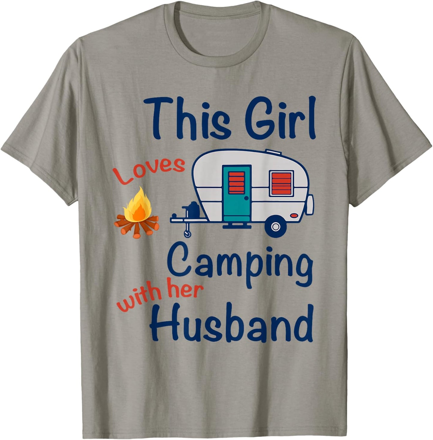 This Girls Loves Camping With Her Husband Gifts Camper T-Shirt - T-Shirt | Sand