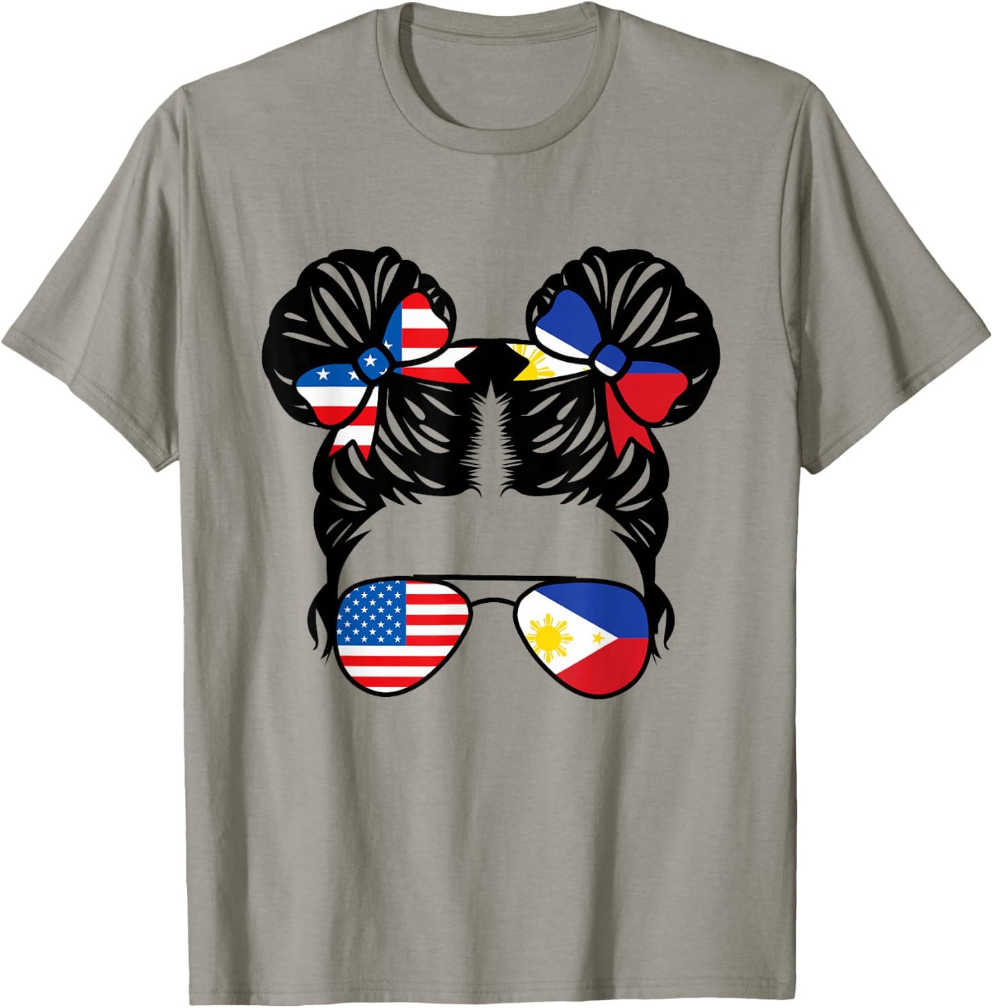 Half American Half Filipino Girl USA Philippine Flag Patriot Small T-Shirt - T-Shirt | Sand