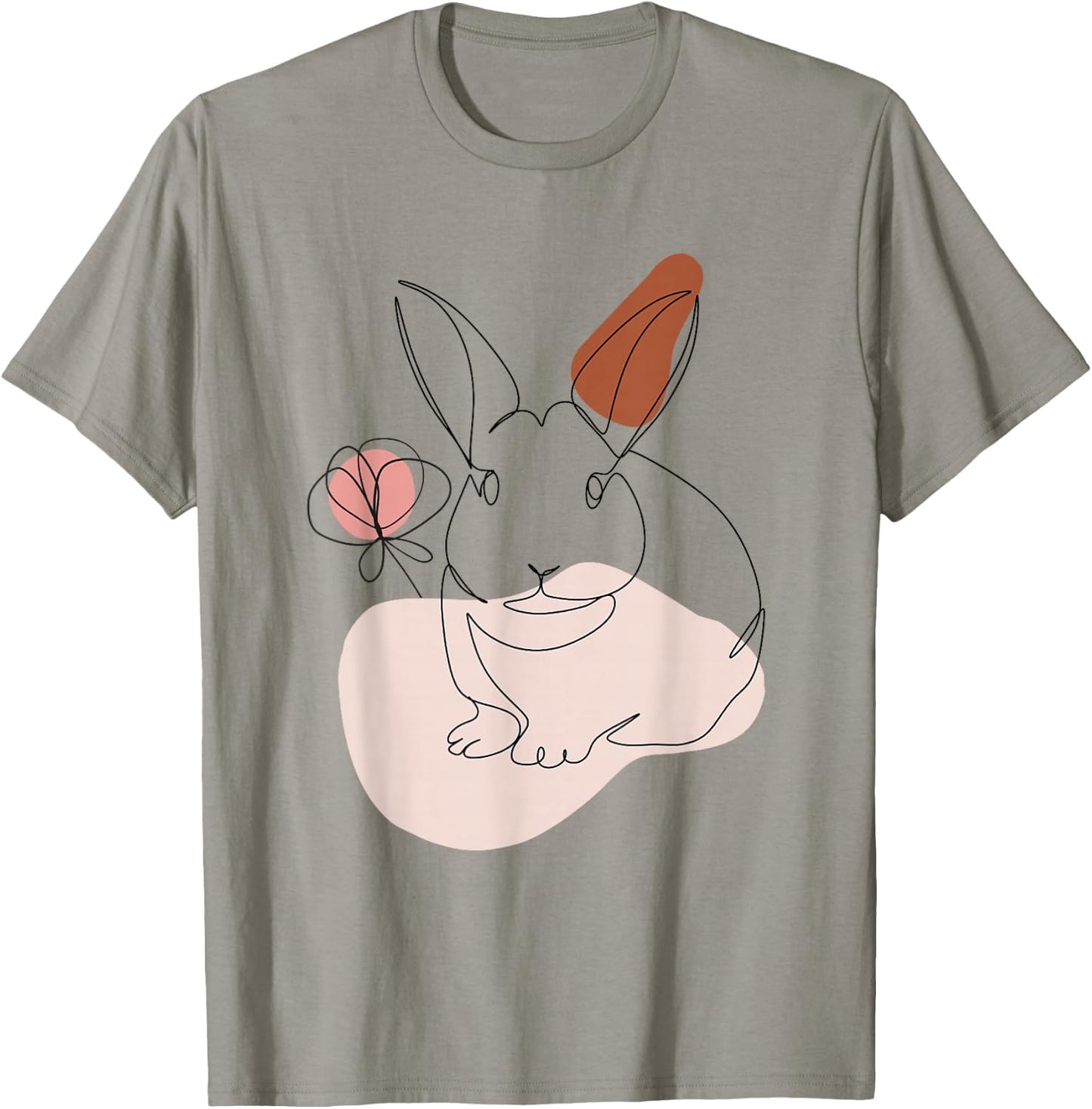 Rabbit Line Art Abstract Minimalist Bunny Face T-Shirt - T-Shirt | Sand