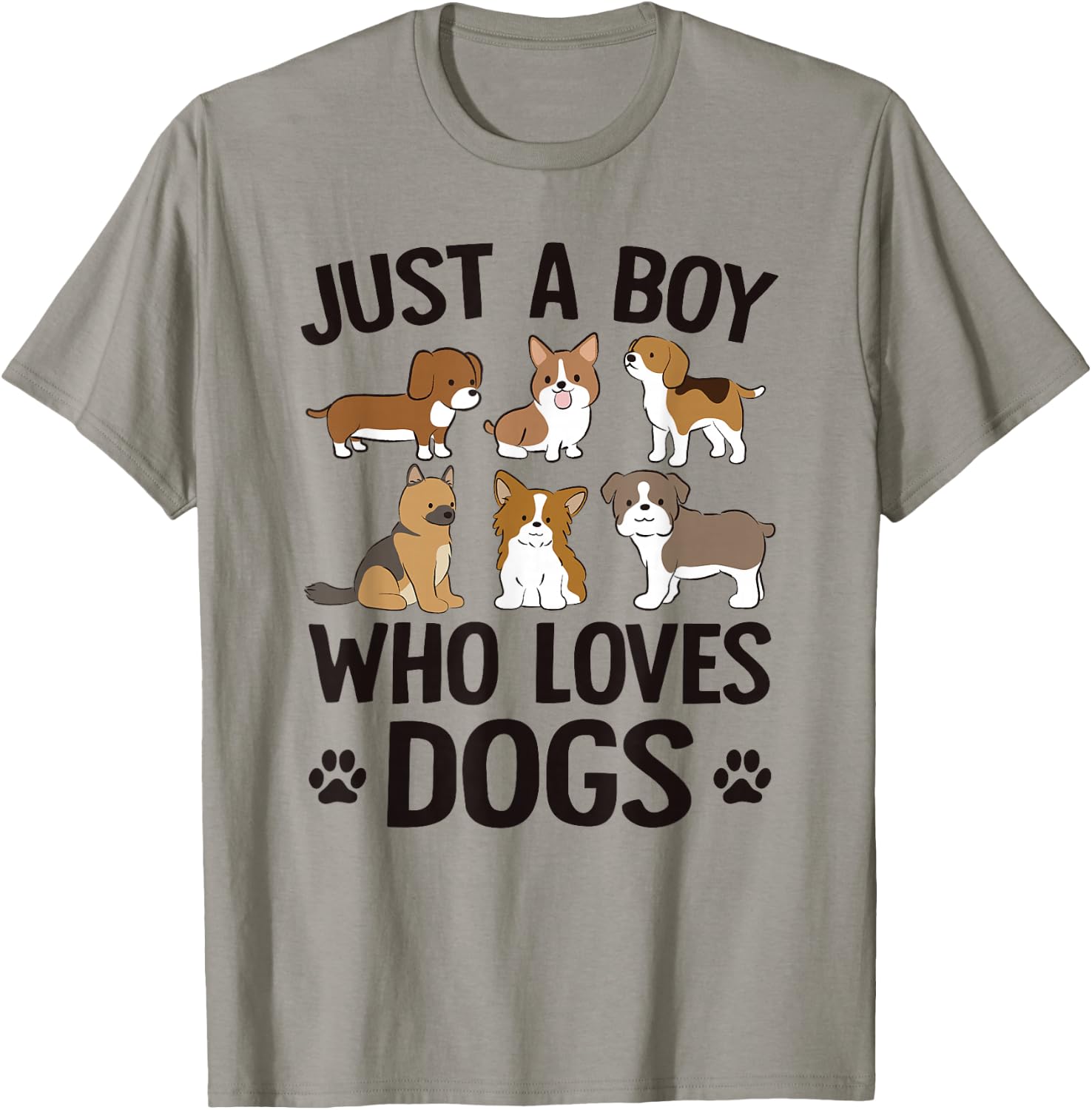 Just A Boy Who Loves Dogs Boys Toddler Puppy Dog Lover T-Shirt - T-Shirt | Sand
