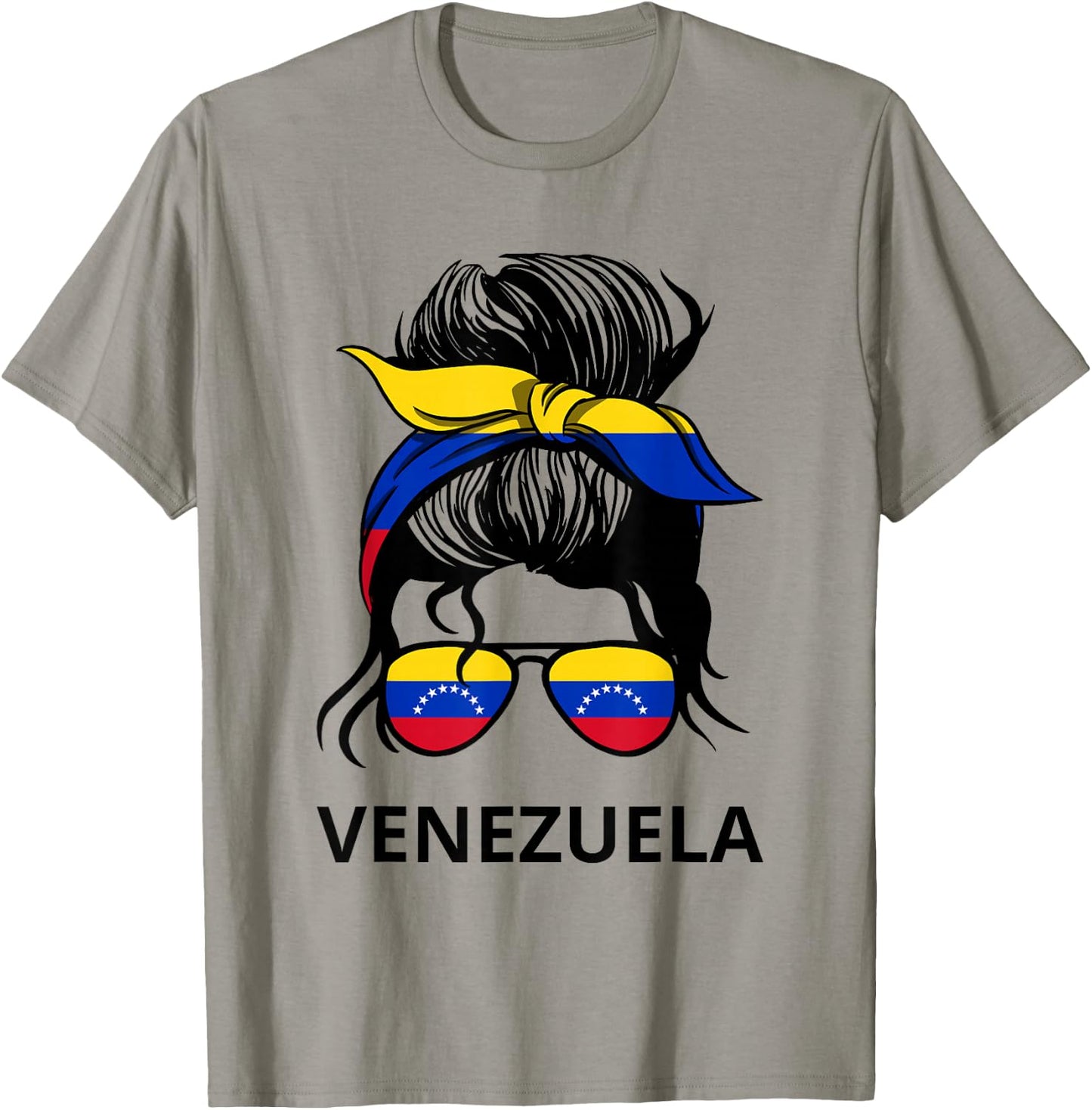 Messy Bun Girl Venezuela Pride Latina Venezuelan Women T-Shirt - T-Shirt | Sand