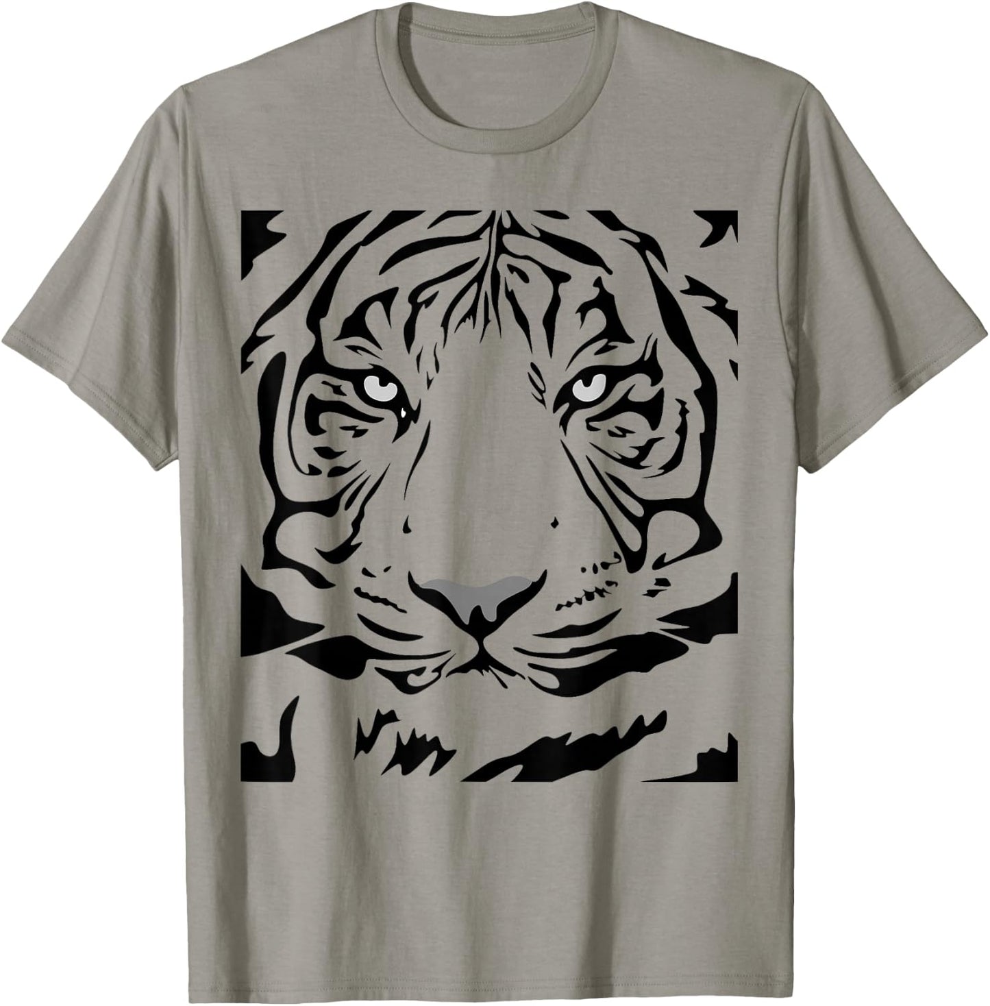 Rockabilia Merch Store Tiger Face - Men's White Tiger Print Graphic Modern Casual - Small T-Shirt - T-Shirt | Sand