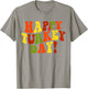 Happy Turkey Day Groovy Thanksgiving Fall Season -Adults Kids Black Small Short Sleeve Thanksgiving T-Shirt - T-Shirt | Sand