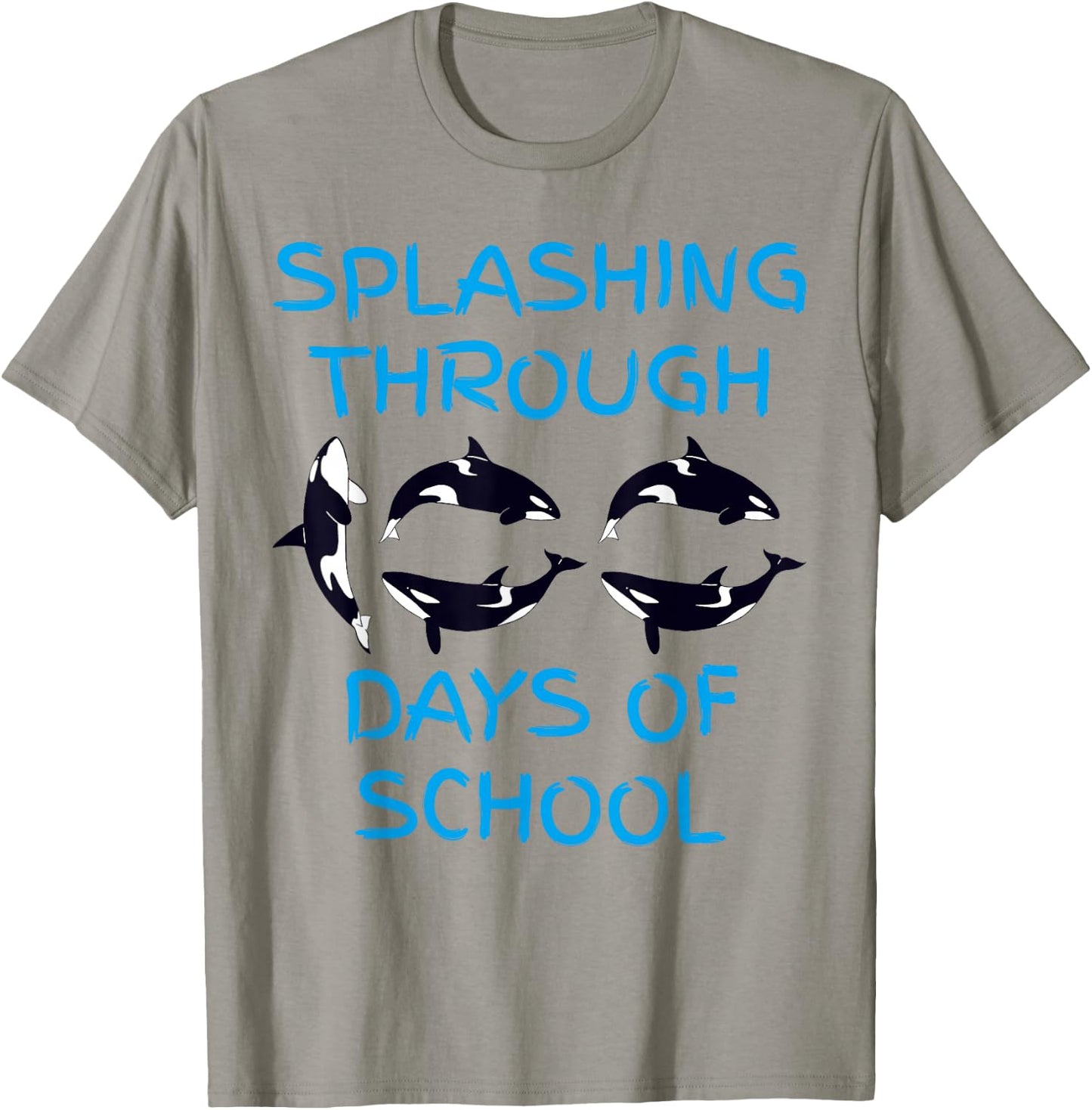 Splashing Through 100 Days of School Orca Killer Whale Kids T-Shirt - T-Shirt | Sand