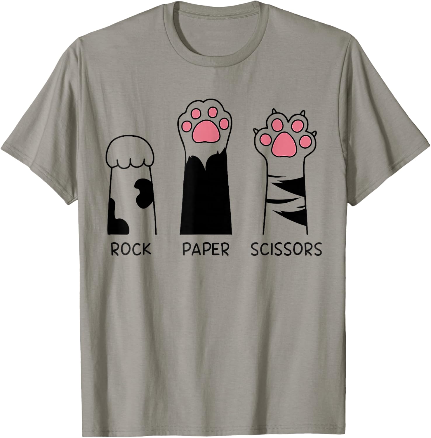 Rock Paper Scissors Cat Paws Cute Kitten Lover Cat T-Shirt - T-Shirt | Sand