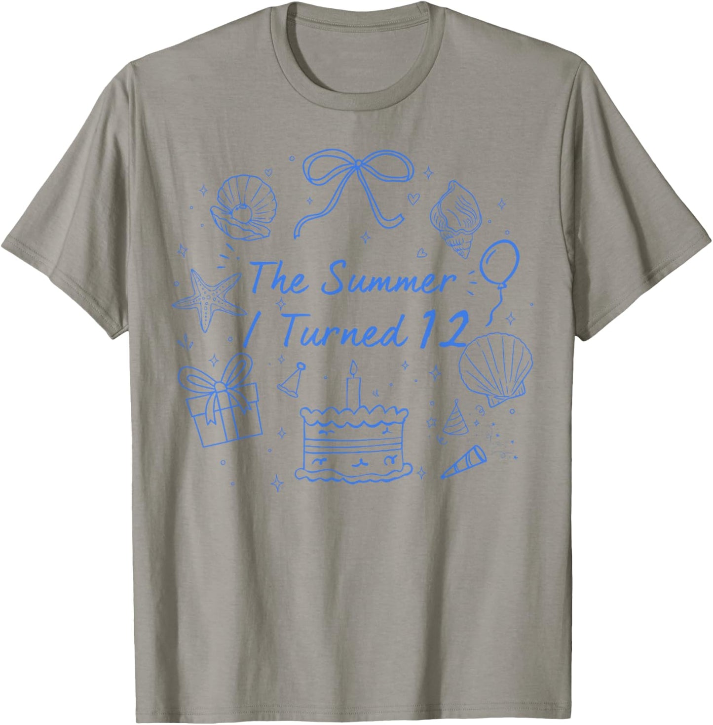 Summer I Turned 12 Coastal Bow Seashell 12th Birthday Girl T-Shirt - T-Shirt | Sand