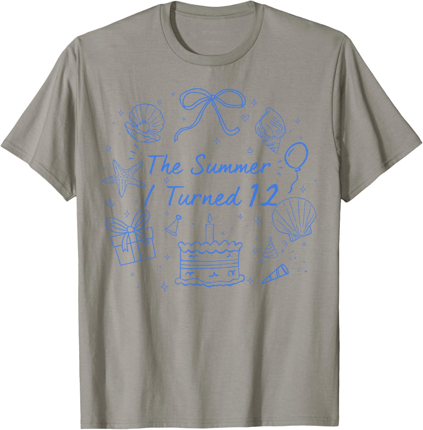 Summer I Turned 12 Coastal Bow Seashell 12th Birthday Girl T-Shirt - T-Shirt | Sand