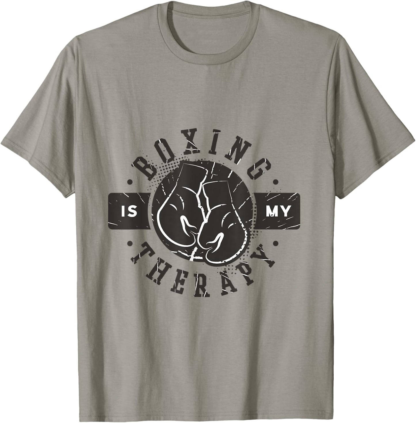Vintage Distressed Funny Boxing is my Therapy T-Shirt - T-Shirt | Sand