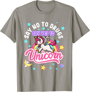 Say No Say Yes to Unicorns Red Ribbon Week T-Shirt - T-Shirt | Sand