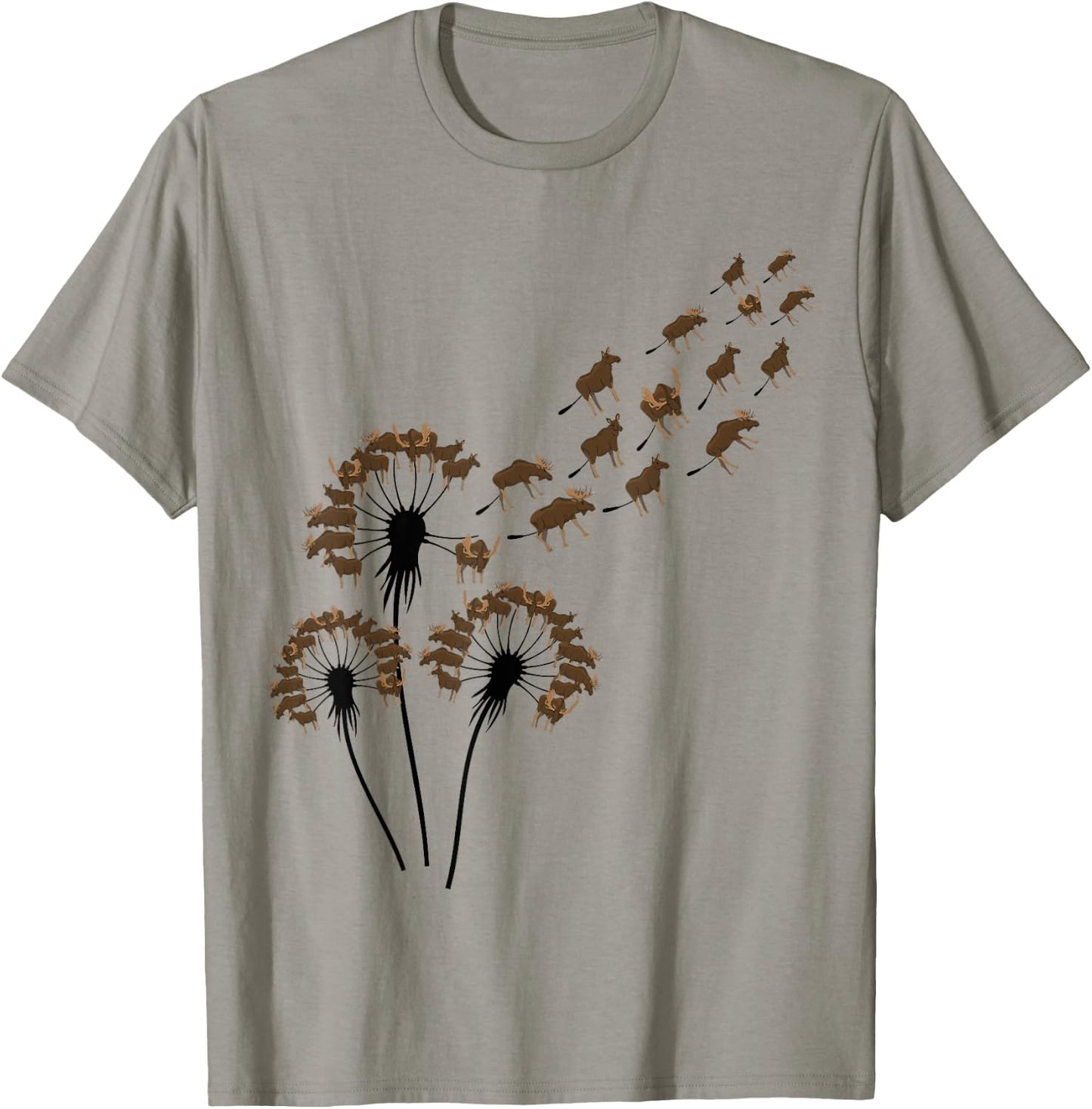 Flower Dandelion Moose Stuff for Moose Lover | Moose T-Shirt - T-Shirt | Sand