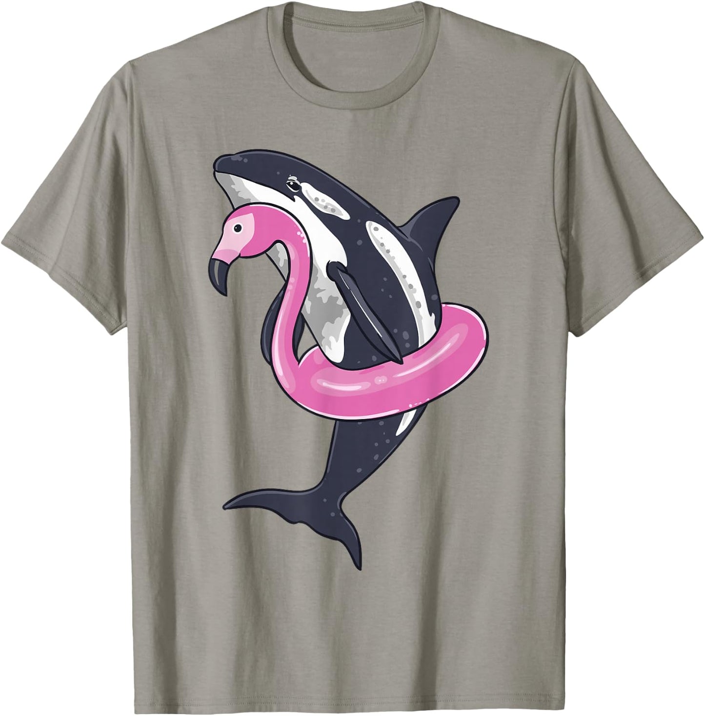 Funny Orca Flamingo Pool Party Men Women Kids Beach Summer T-Shirt - T-Shirt | Sand