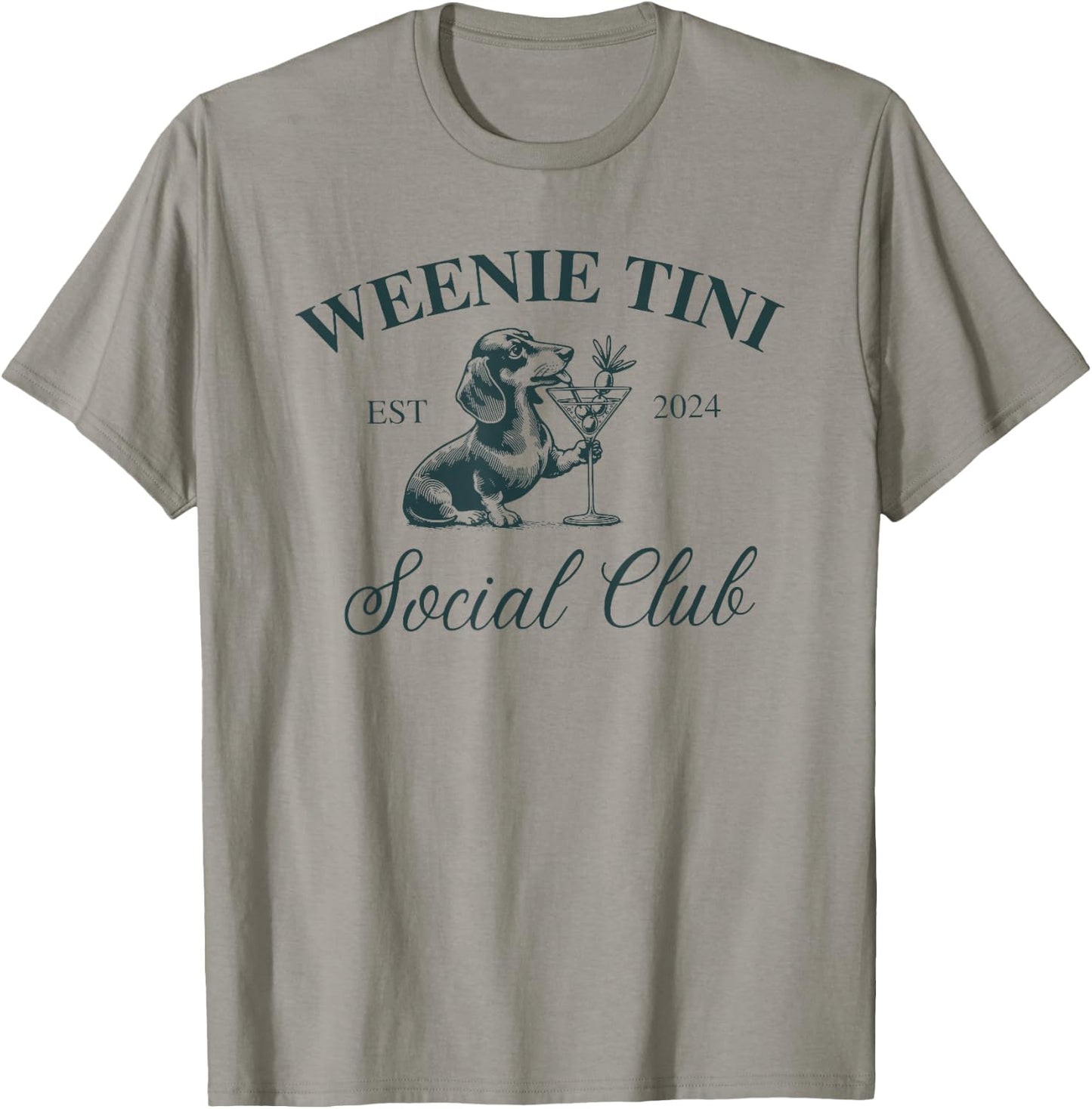 Weenie Tini Social Club, Dachshund Weiner Dog T-Shirt - T-Shirt | Sand