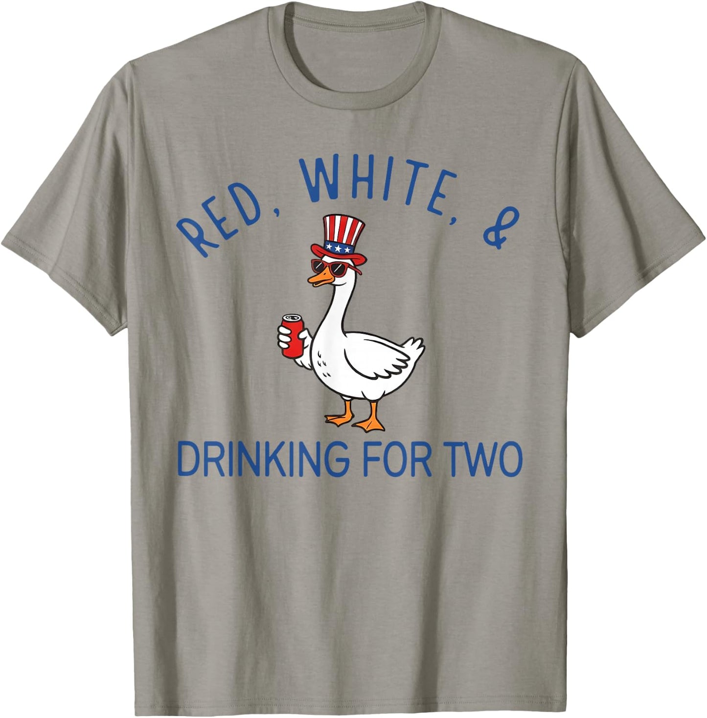 Red White & Drinking for Two Pregnancy Goose Fourth of July T-Shirt - T-Shirt | Sand
