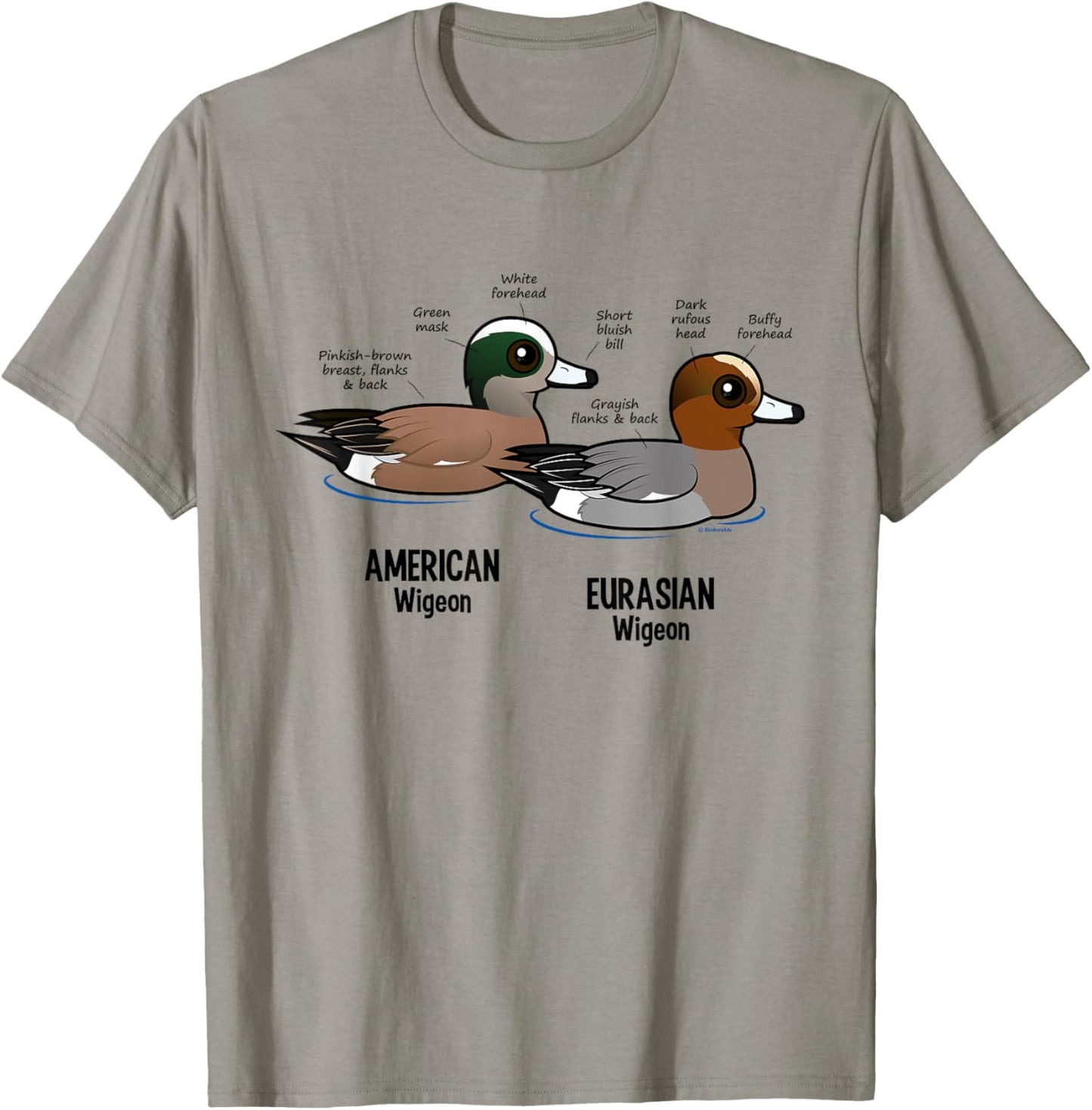 Wigeon Versus Wigeon Cute Cartoon Duck Waterfowl Statistics T-Shirt - T-Shirt | Sand