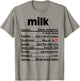 Funny Milk Thanksgiving Ingredients sides Nutrition facts T-Shirt - T-Shirt | Sand