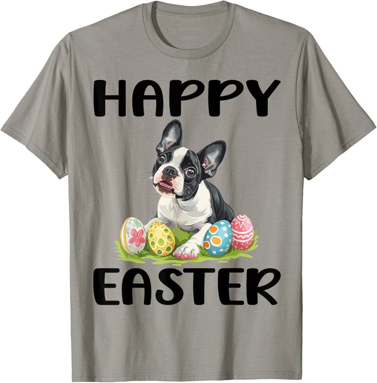 Boston Terrier Dog Breed Happy Easter Men Women Kids T-Shirt - T-Shirt | Sand