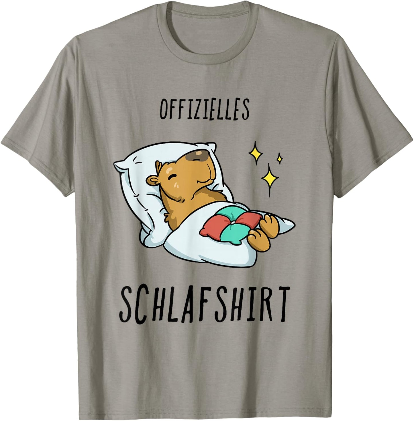 Capybara Water Pig Pyjamas , Grey, Small, Adult, Short Sleeve, , Classic, Sleep Shirt T-Shirt - T-Shirt | Sand