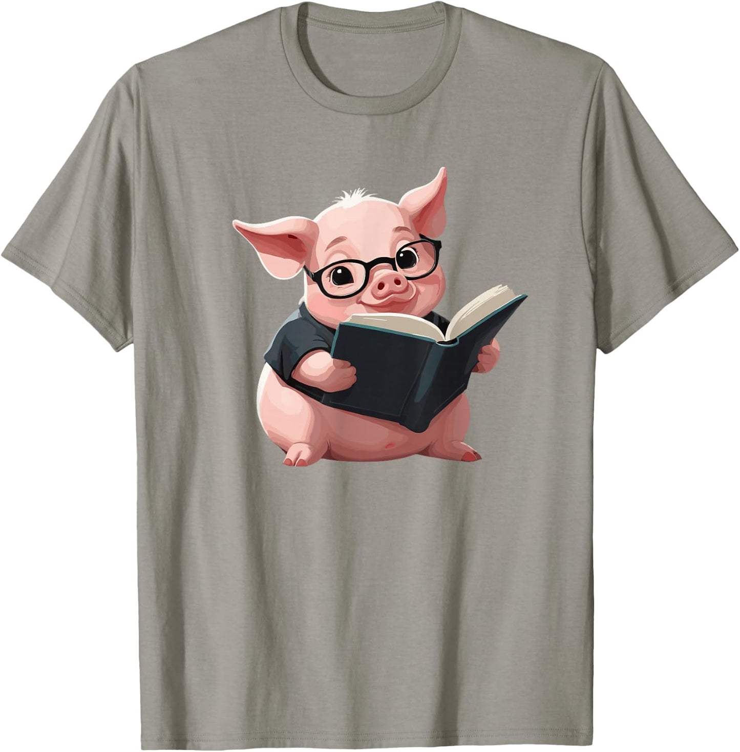 Cute Pig is reading a Book, Reading Pig T-Shirt - T-Shirt | Sand