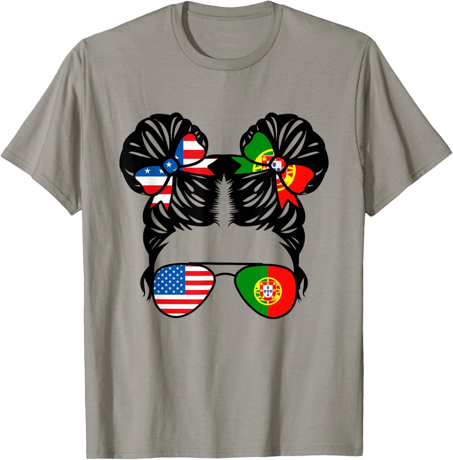 Half American Half Portuguese Girl USA Portugal Flag Patriot T-Shirt - T-Shirt | Sand