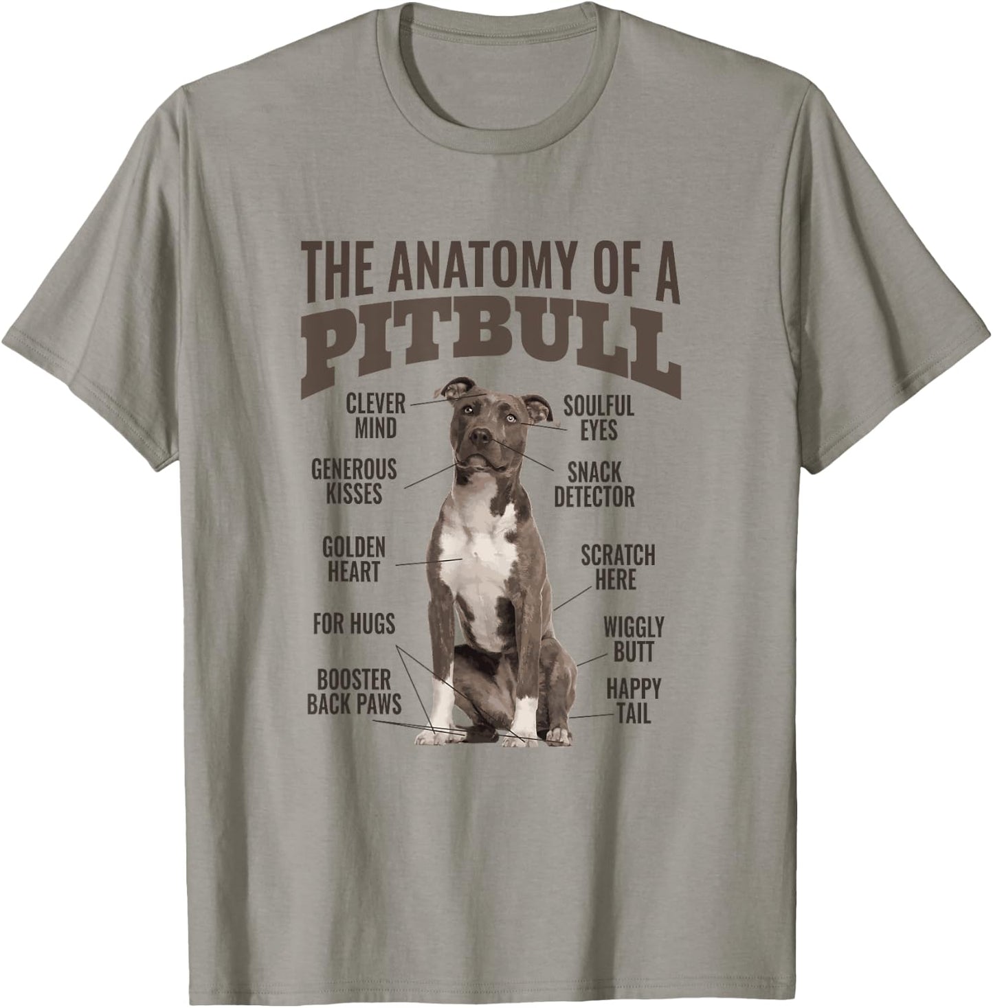 Anatomy Of A Pitbull Shirt Men Women Gift Dog Lovers T-Shirt - T-Shirt | Sand