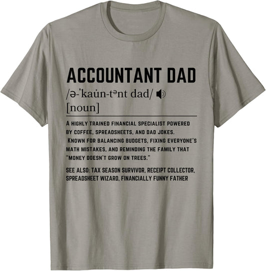 Funny Accountant Dad Definition Design Father's Day Birthday T-Shirt - T-Shirt | Sand