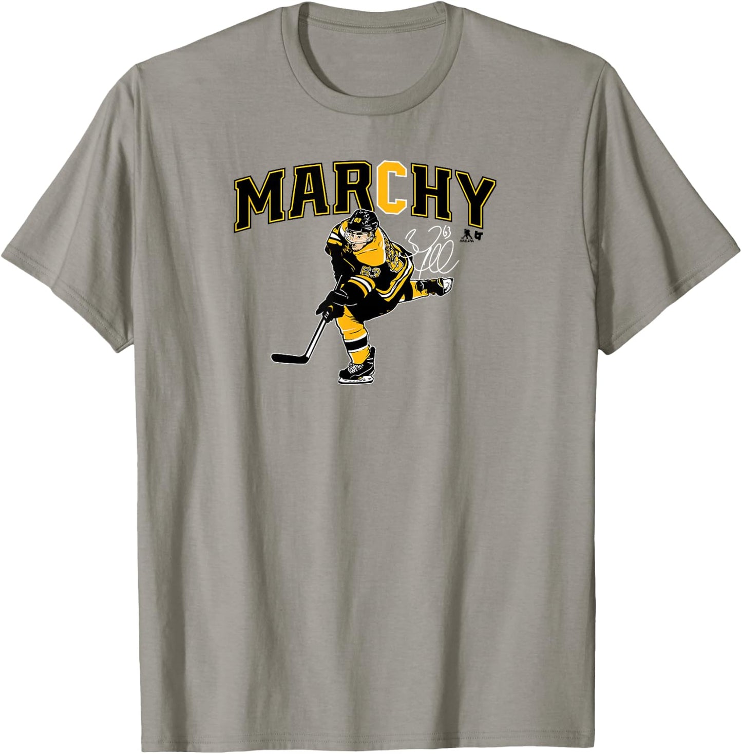 Brad Marchand - Captain Marchy - Boston Hockey T-Shirt - T-Shirt | Sand