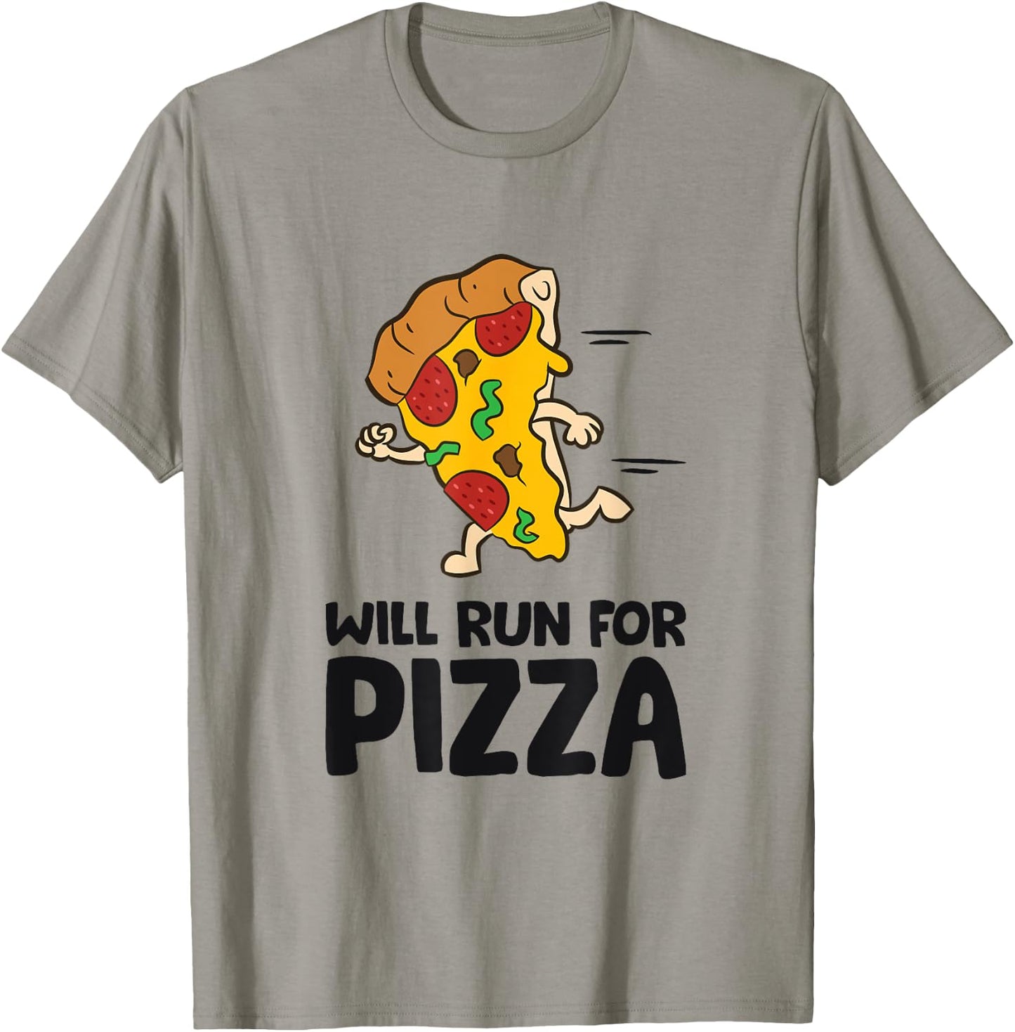 Will Run For Pizza Funny Pizza Running T-Shirt - T-Shirt | Sand