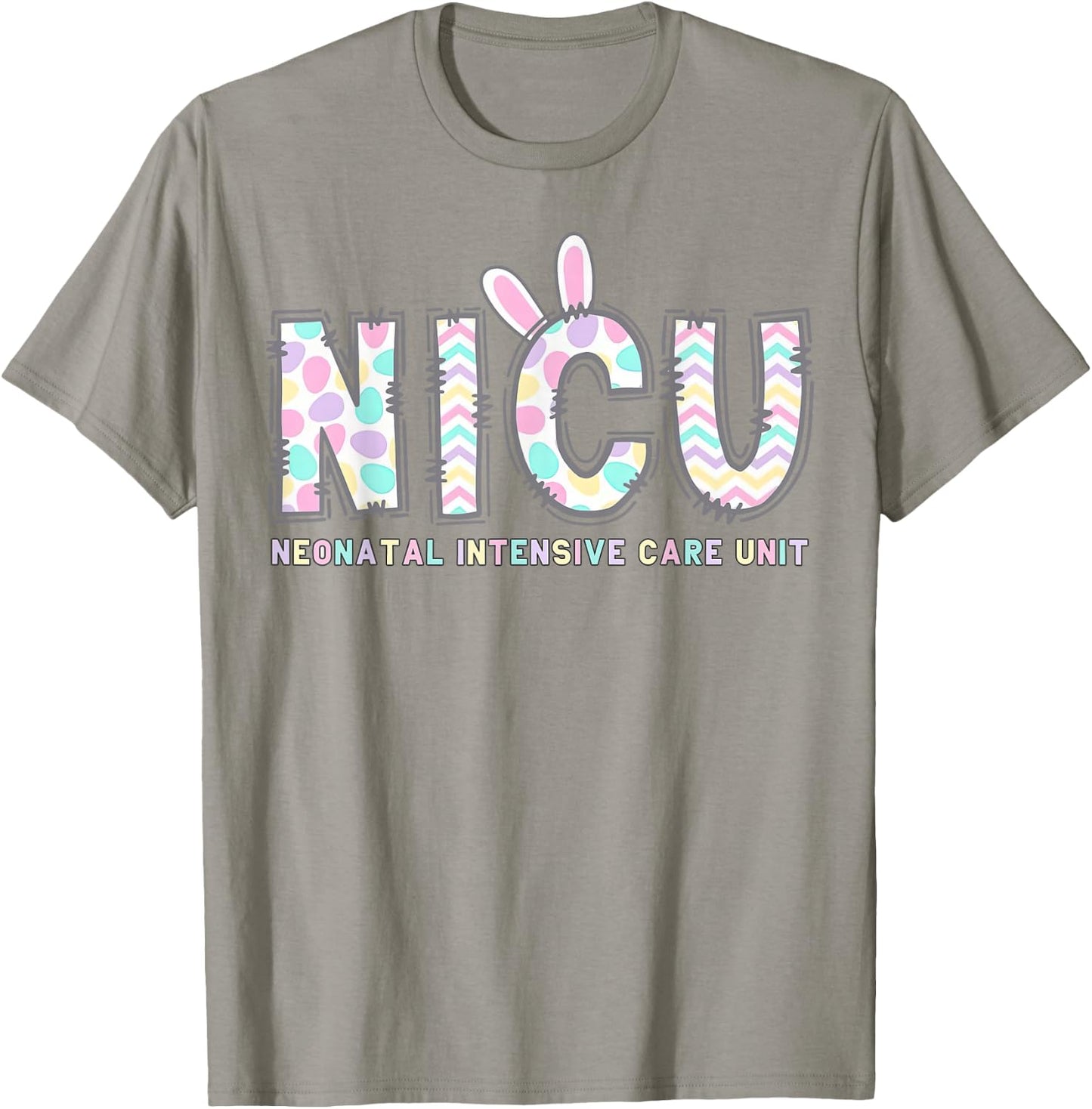 NICU Nurse Easter Shirt Bunny Eggs Nursing Women Girls T-Shirt - T-Shirt | Sand