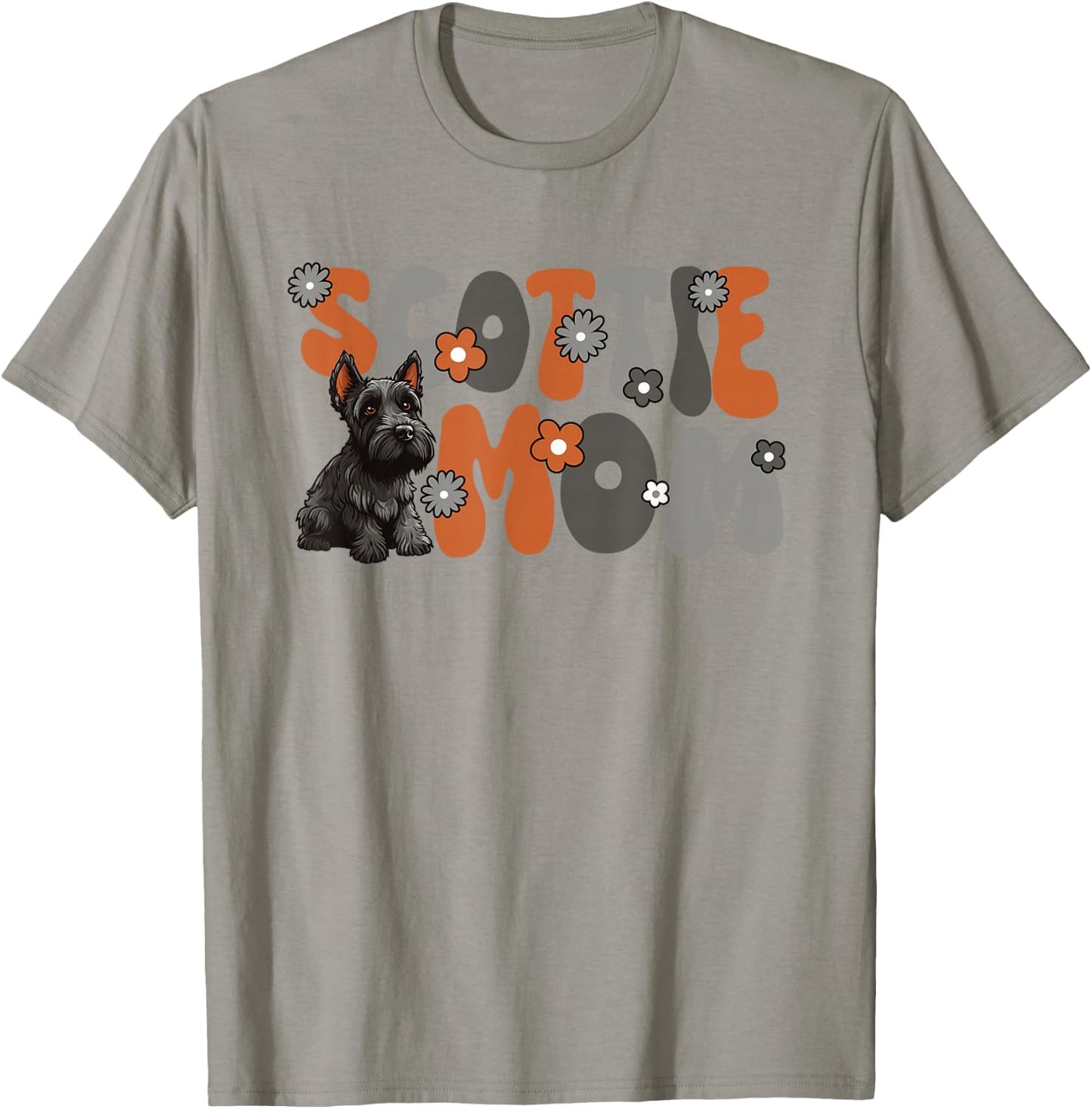 Scottish Terrier Groovy World's Best Scottie Mom T-Shirt - T-Shirt | Sand