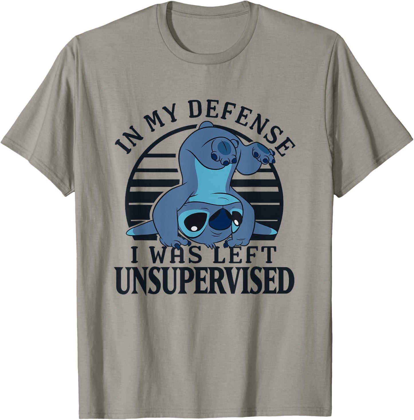 Disney Lilo & Stitch I was Left Unsupervised Retro Stripes T-Shirt - T-Shirt | Sand