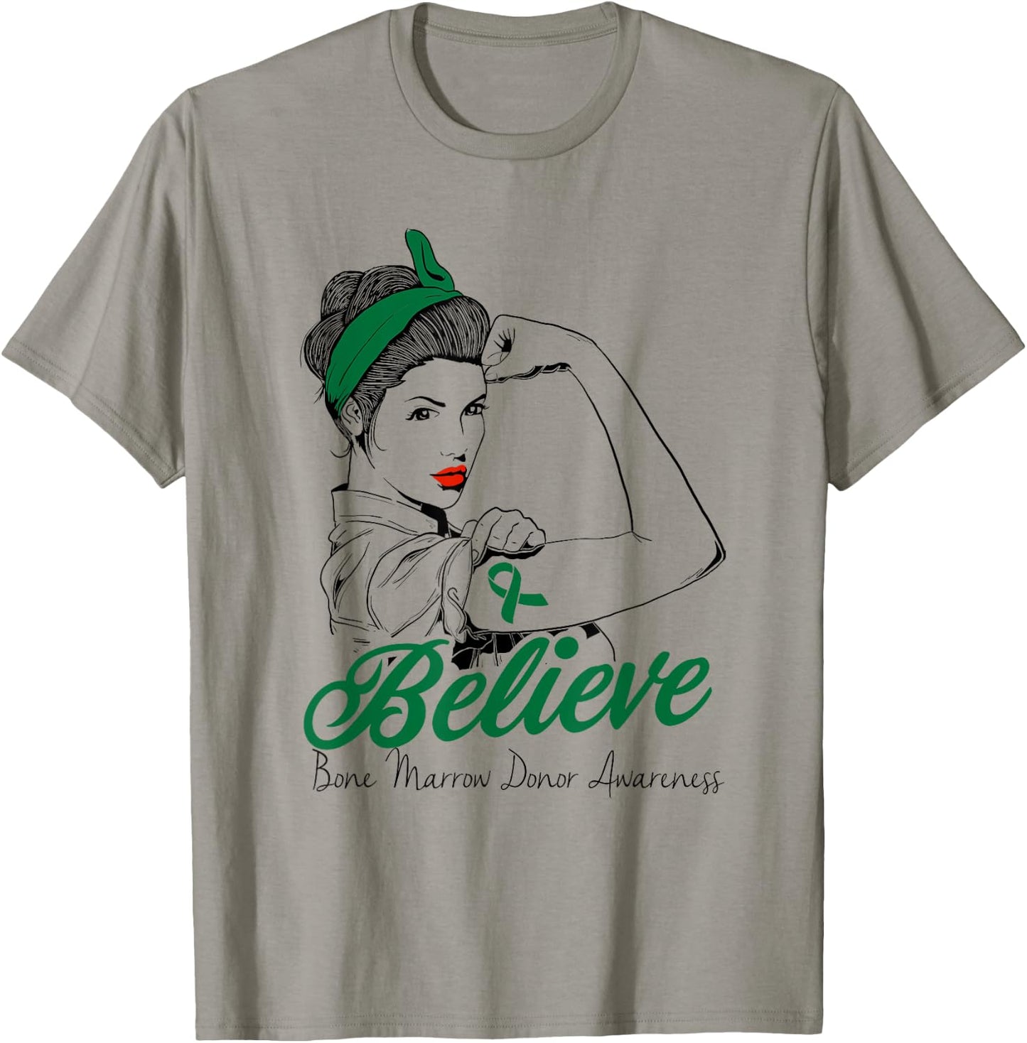 Bone Marrow Donor Unbreakable Green Ribbon Superhero Gift T-Shirt - T-Shirt | Sand