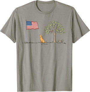 Patriotic American Flag Dog Lovers 4th of July T-Shirt - T-Shirt | Sand