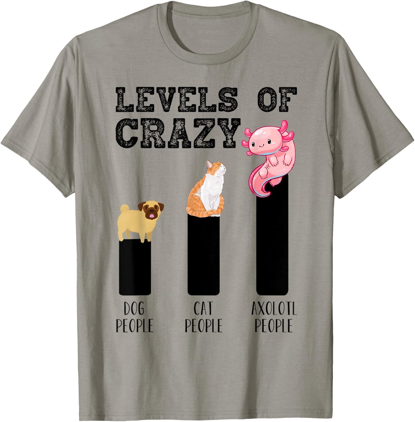 Funny Kawaii Axolotl Level Of Crazy Aqua Pet Axolotl Lovers T-Shirt - T-Shirt | Sand