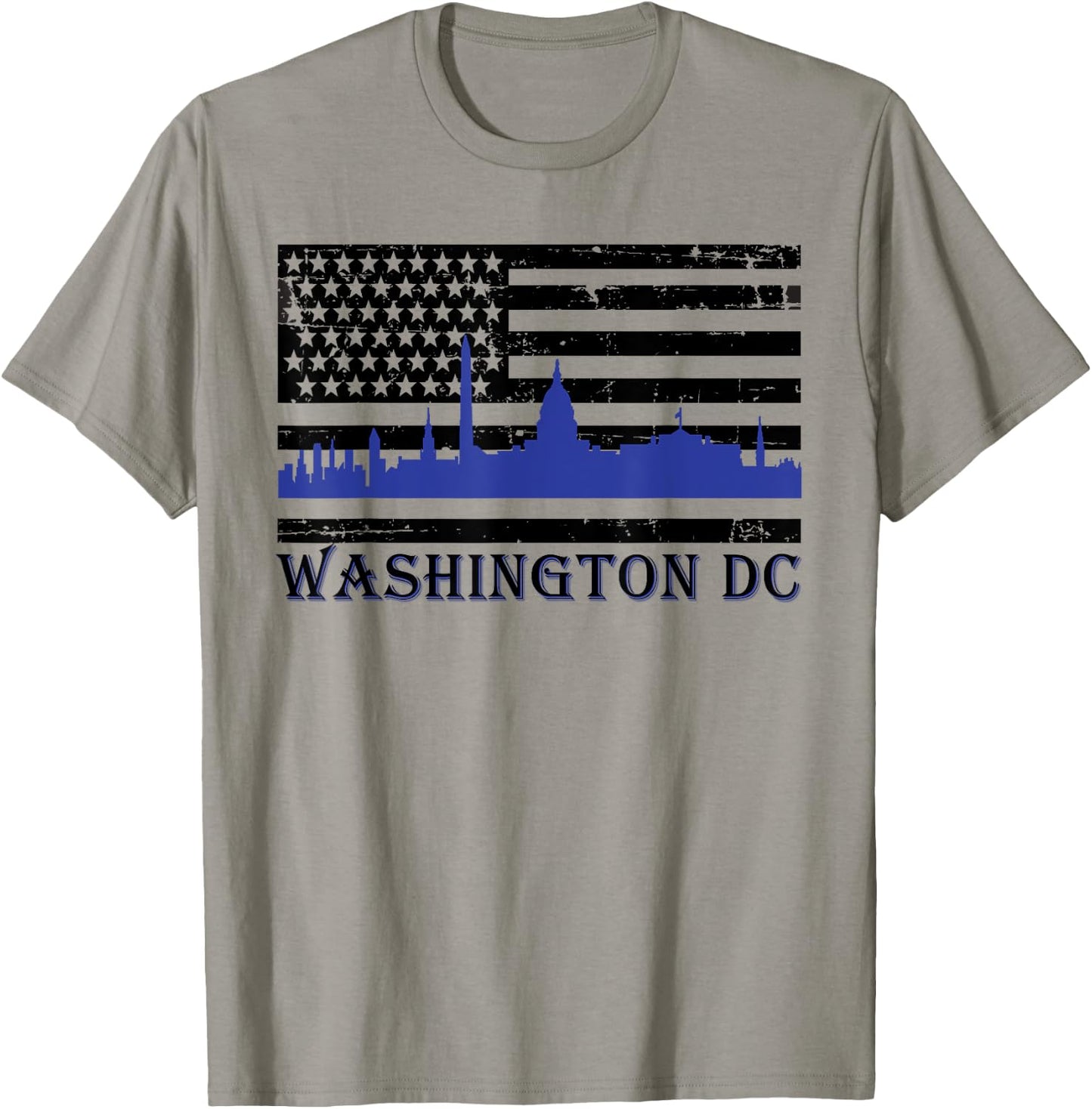 Washington DC Thin Blue Line Police Law Enforcement Support T-Shirt - T-Shirt | Sand