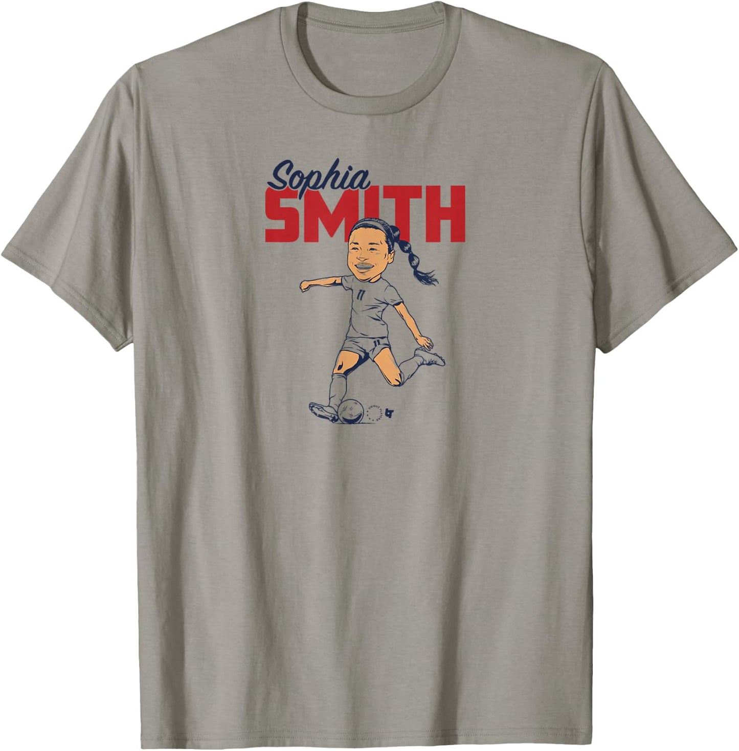 Sophia Smith: Caricature - USWNT Players Association Soccer T-Shirt - T-Shirt | Sand