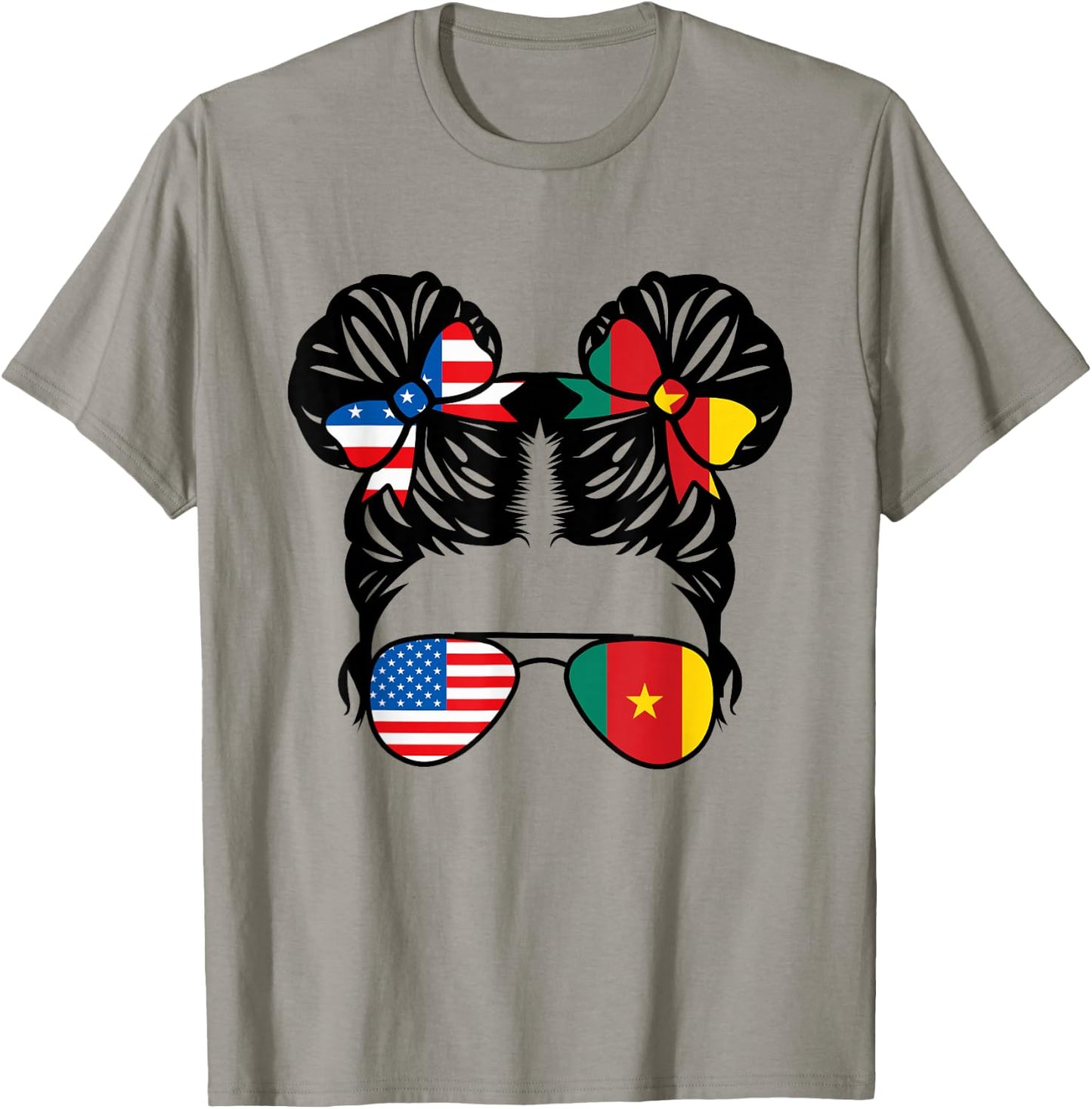 Half American Cameroonian Girl USA Cameroon Flag Patriot T-Shirt - T-Shirt | Sand