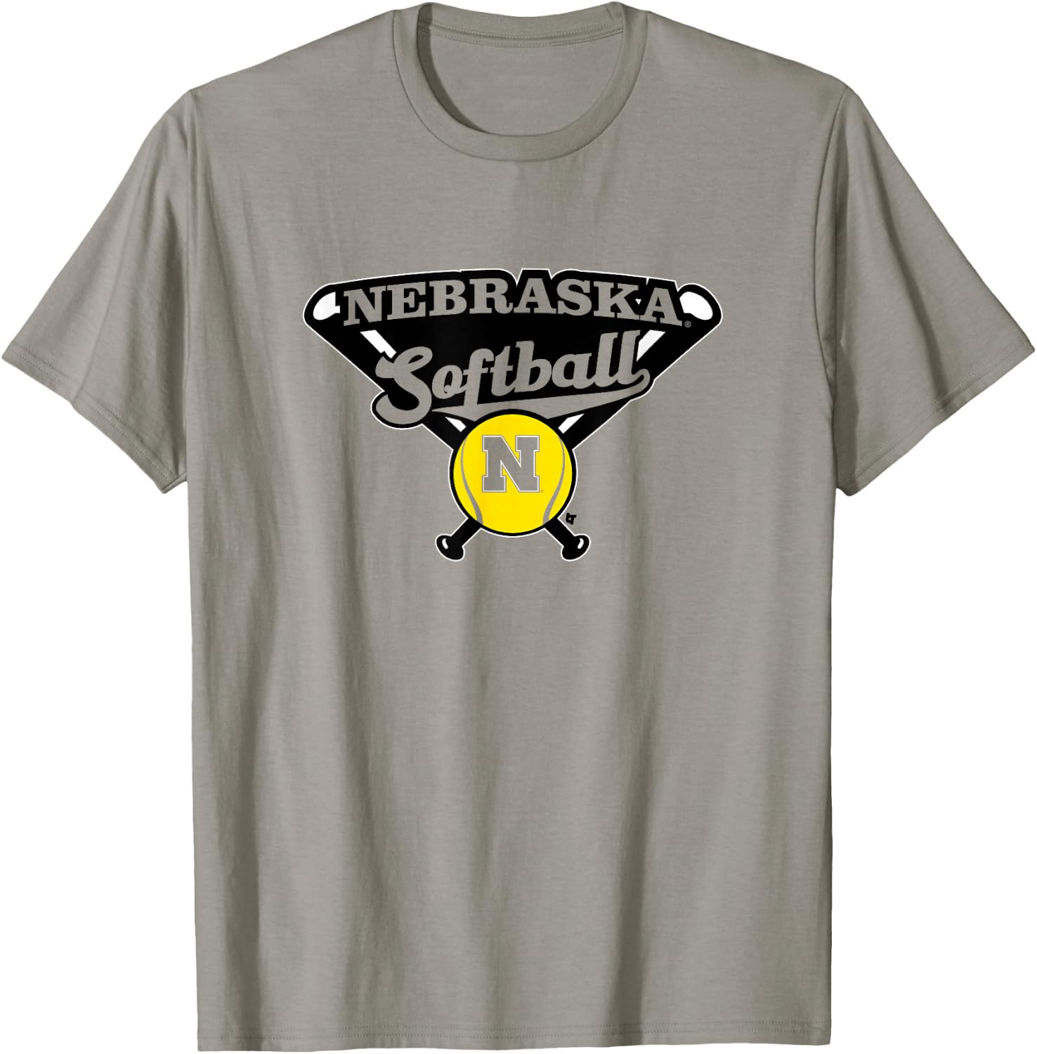 Crossed Bats - Nebraska Cornhuskers Softball T-Shirt - T-Shirt | Sand